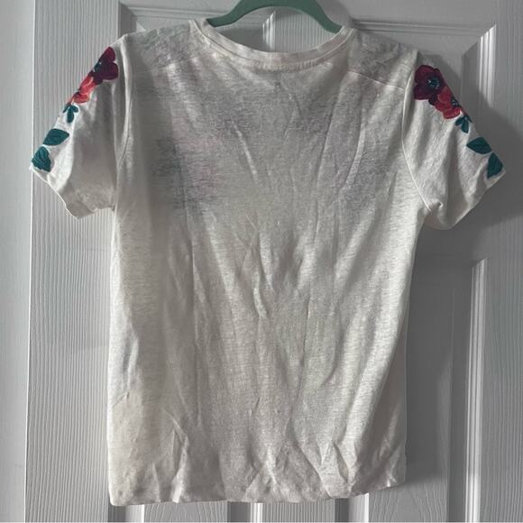 MAJE Tanisha Floral Embroidered Linen Jersey T-Shirt - Picture 9 of 9